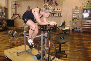 Laura trying out the time trial fit...